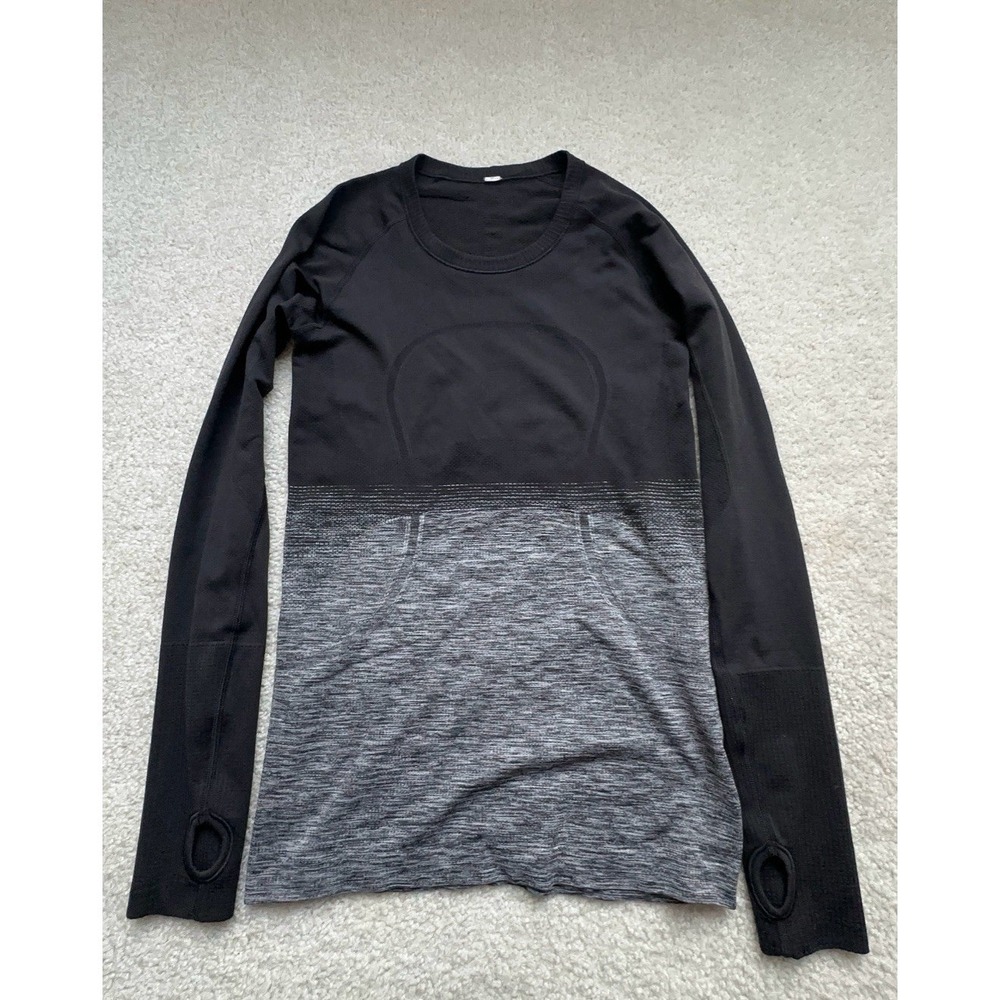 Lululemon Swiftly Tech Ombre Black Grey Long sleeve Top Running Active 6